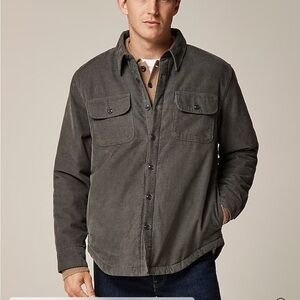 J crew fisherman grey Sherpa-lined corduroy shirt-jacket